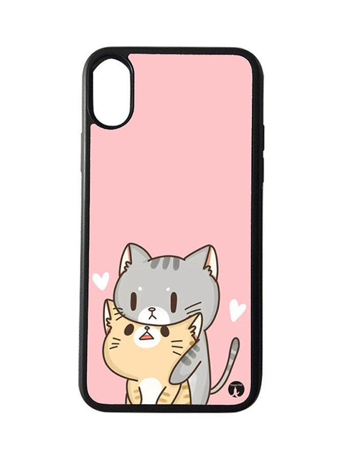 بي بي غطاء حماية واقٍ لهاتف أبل آيفون XR غطاء حماية ممتص للصدمات بتصميم على شكل قطط بلون أسود