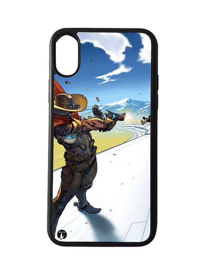 بي بي غطاء حماية واقٍ لهاتف أبل آيفون XR غطاء حماية ممتص للصدمات بتصميم لعبة الفيديو Overwatch لون أسود