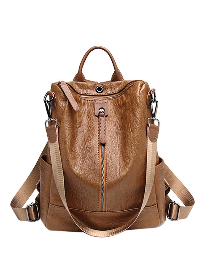 شاربدو حقيبة ظهر بسحّاب للإغلاق بني - Image 1