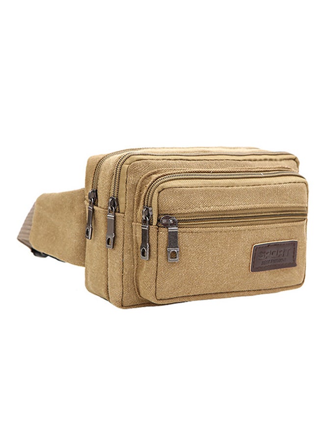 Sharpdo Zipper Closure Waistpack Beige/Brown/Silver  - Image 3