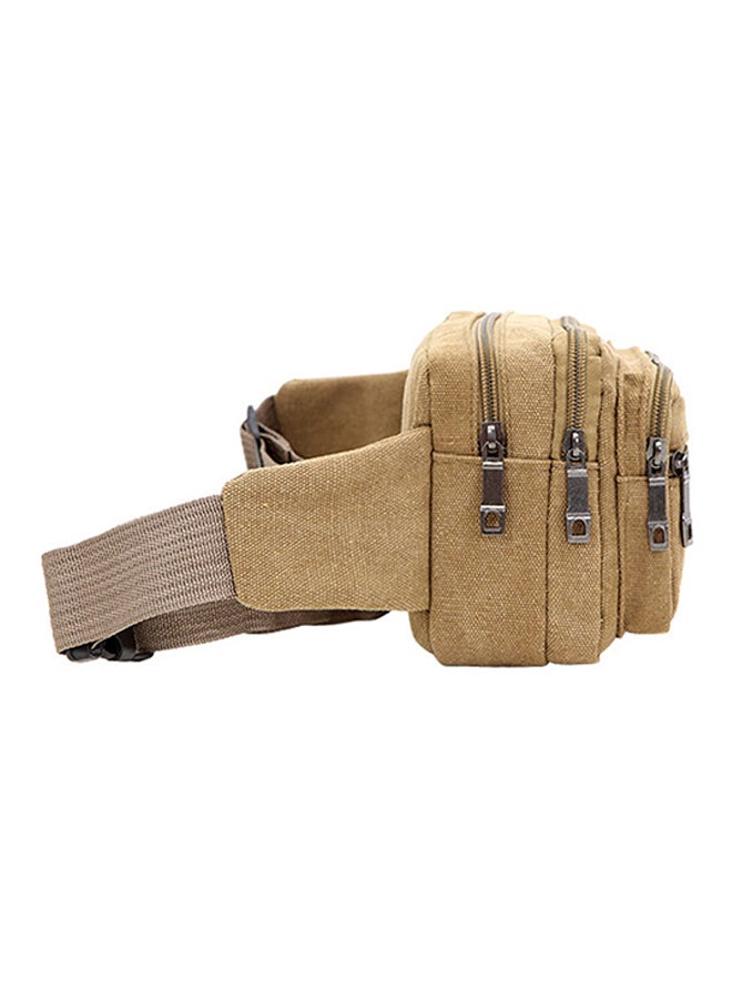 Sharpdo Zipper Closure Waistpack Beige/Brown/Silver  - Image 5