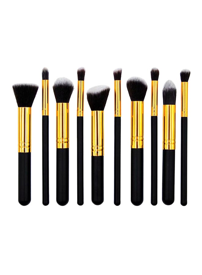 فالبرو طقم 10 قطع من فراشي المكياج أسود/ذهبي - Image 1