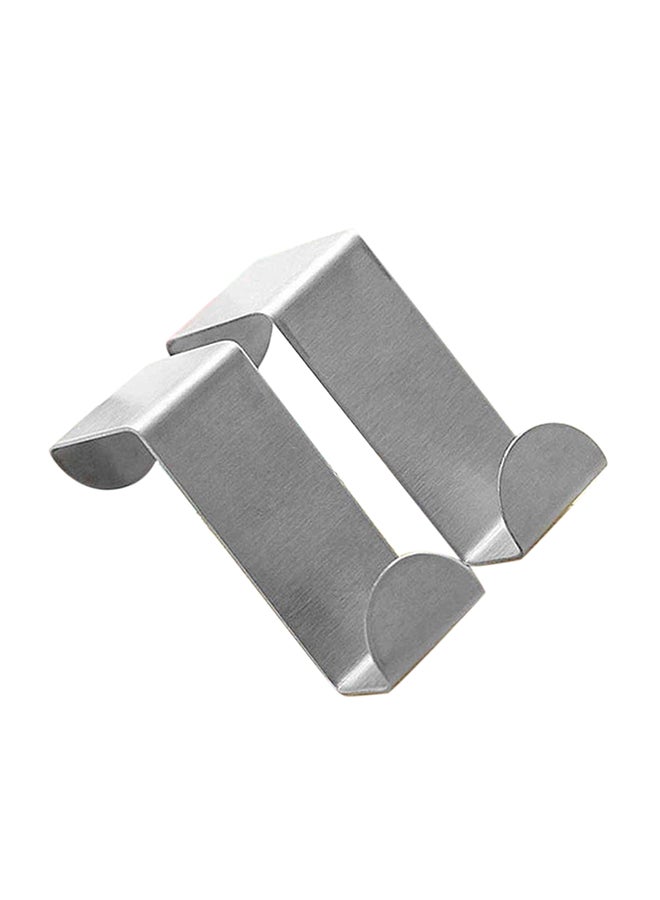 2-Piece Door Hook Set Silver 60x40mm - Image 1