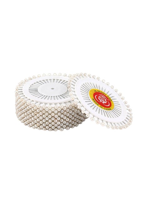 480-Piece Round Head Sewing Pins Set White/Silver 75x75x30mm