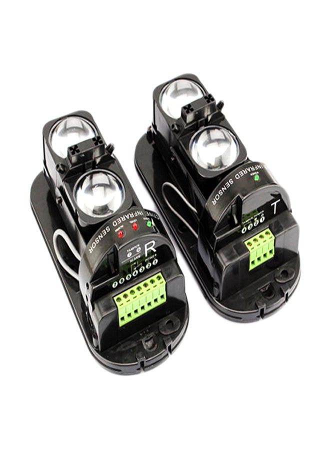 2-Piece Dual Beam Infrared Security Alarm Detector Black - Image 1