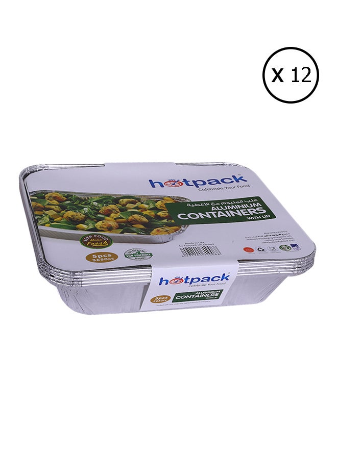 Hotpack 5-Piece Disposable Container With Lid Silver - Image 1