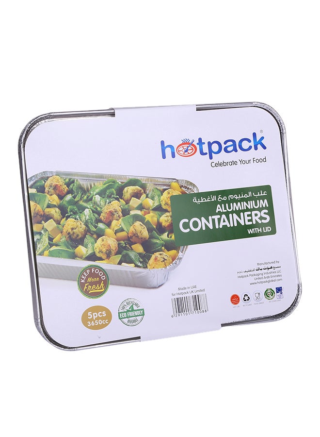 Hotpack 5-Piece Disposable Container With Lid Silver - Image 2