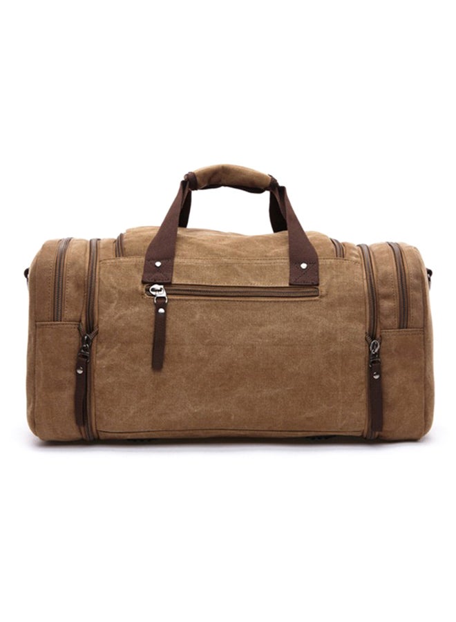 SAMBOX - Leather Zipper Closure Duffel Bag Khaki Brown - Image 1