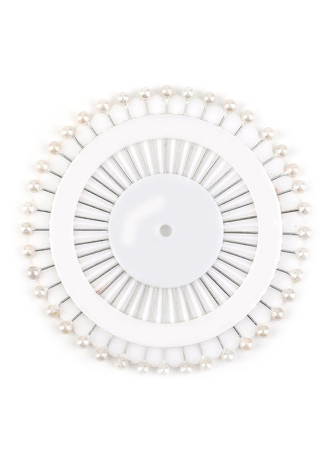 480-Piece Round Head Sewing Pins Set White/Silver 75x75x30mm - Image 2