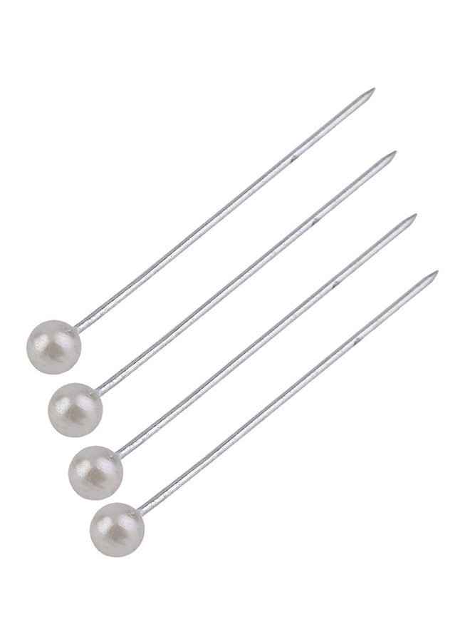 480-Piece Round Head Sewing Pins Set White/Silver 75x75x30mm - Image 3