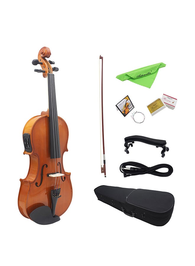 كمان EQ صوتي بلوحة واجهة مصنوعة من خشب التنوب الصلب مع قطعة لراحة الذقن وسلك توصيل مقاس  1/4 بوصة - Image 1