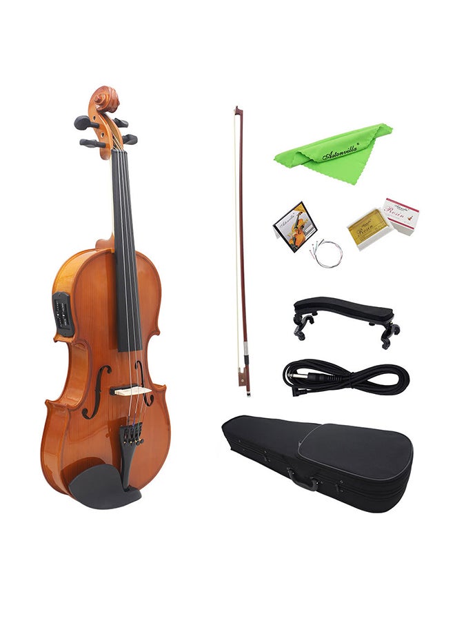 كمان EQ صوتي بلوحة واجهة مصنوعة من خشب التنوب الصلب مع قطعة لراحة الذقن وسلك توصيل مقاس  1/4 بوصة - Image 2