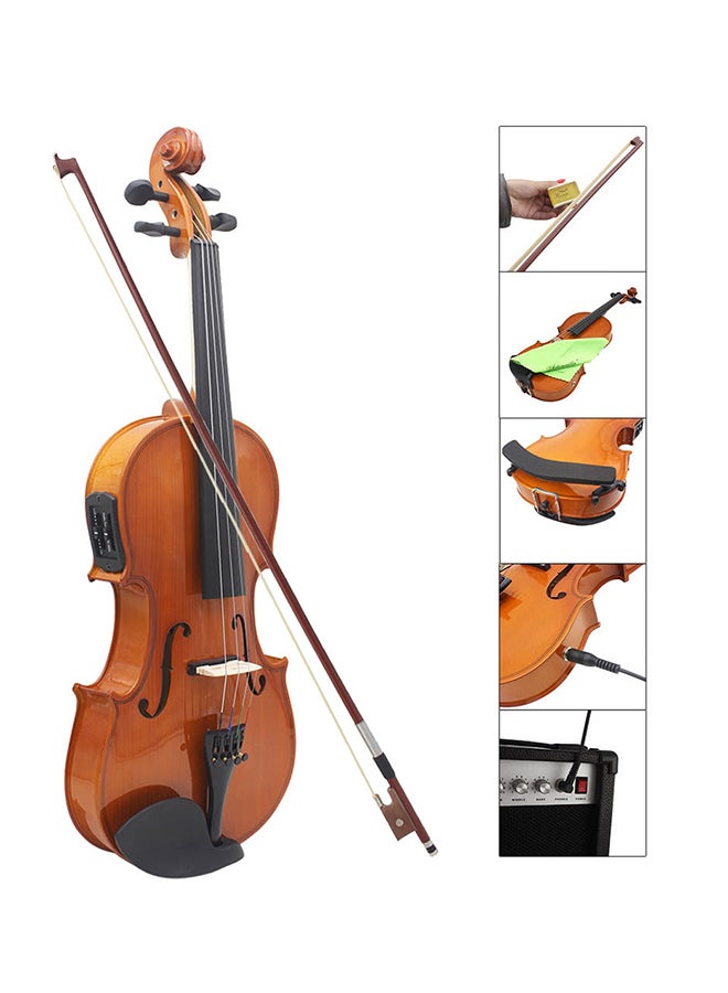 كمان EQ صوتي بلوحة واجهة مصنوعة من خشب التنوب الصلب مع قطعة لراحة الذقن وسلك توصيل مقاس  1/4 بوصة - Image 4