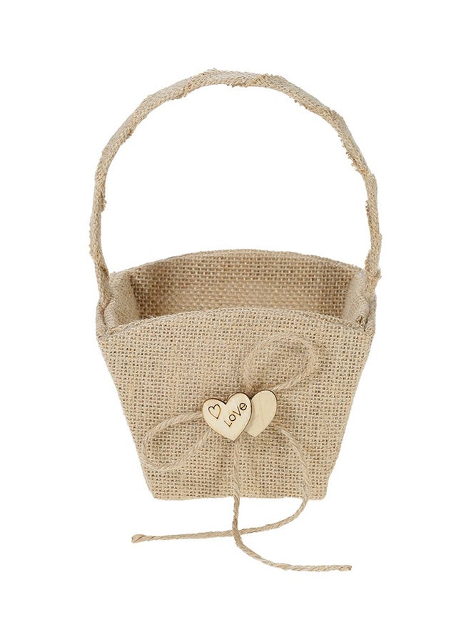 Bearer Pillow and Rustic Wedding Flower Girl Basket Set Brown - Image 2