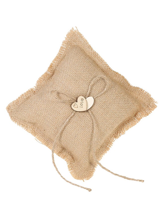 Bearer Pillow and Rustic Wedding Flower Girl Basket Set Brown - Image 3