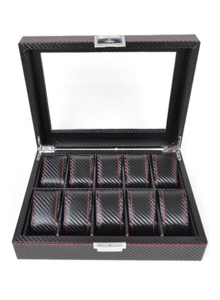 Carbon Fibre Texture Watch Box With 10 Slots - v1546950859/N20101089A_1