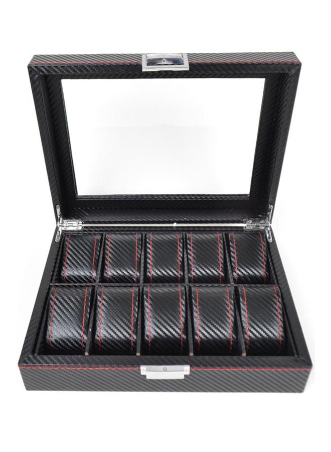 Carbon Fibre Texture Watch Box With 10 Slots