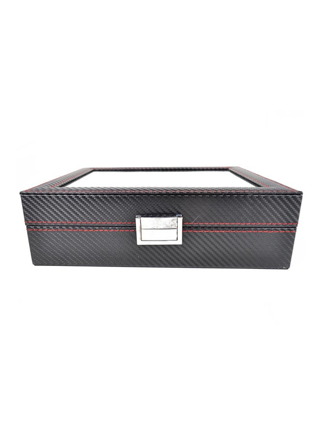 Carbon Fibre Texture Watch Box With 10 Slots