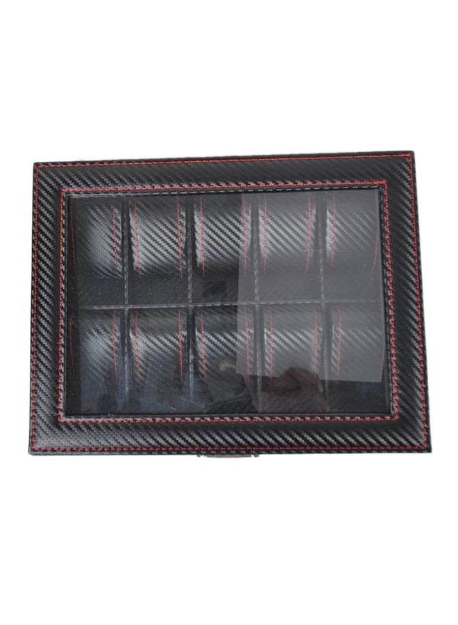 Carbon Fibre Texture Watch Box With 10 Slots