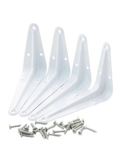 LAWAZIM 4-Piece Right Angle Shelf Bracket Set White/Silver 3x4inch  - Image 1