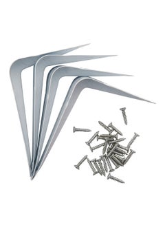 LAWAZIM 4-Piece Right Angle Shelf Bracket Set White/Silver 3x4inch  - Image 2