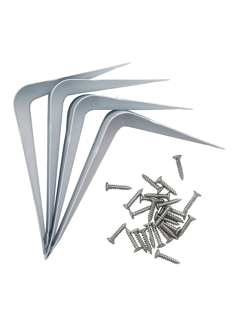 LAWAZIM 4-Piece Right Angle Shelf Bracket Set White/Silver 3x4inch  - Image 2