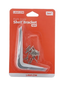 LAWAZIM 4-Piece Right Angle Shelf Bracket Set White/Silver 3x4inch  - Image 3
