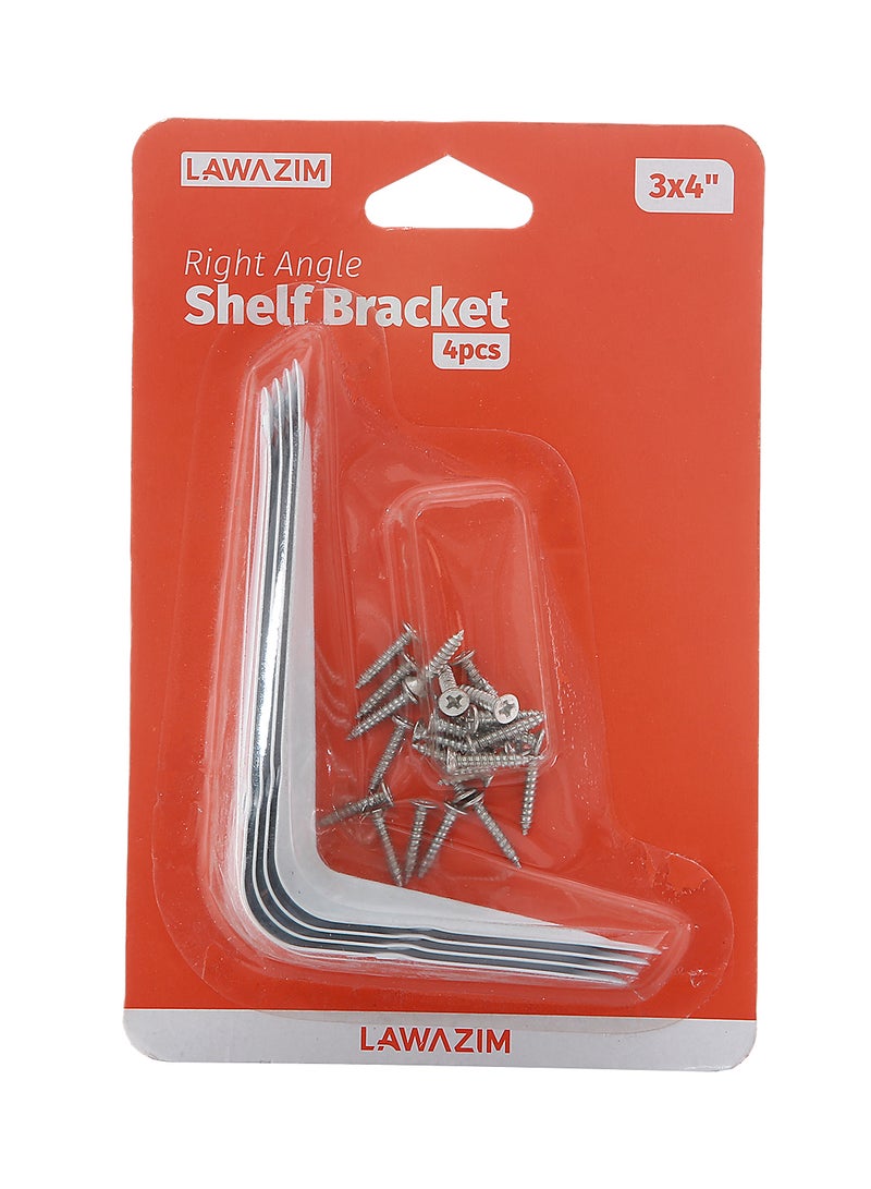 LAWAZIM 4-Piece Right Angle Shelf Bracket Set White/Silver 3x4inch  - Image 3