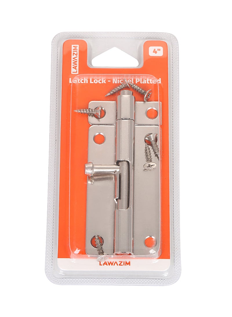 LAWAZIM Nickel Plated Latch Lock Silver 4inch  - Image 4
