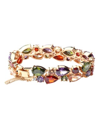10 Karat Gold Cubic Zirconia Studded Bracelet - v1546953481/N20137596A_1