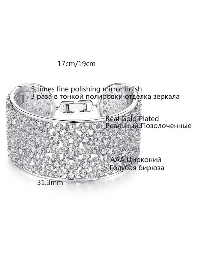 viennois - Rhodium Plated Cubic Zirconia Crystal Studded Bangle - Image 1