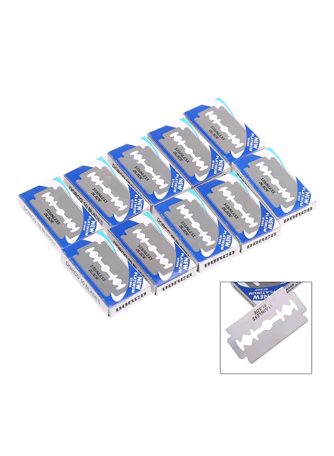 100-Piece Shaving Blade Set Silver 4.5x2.5cm