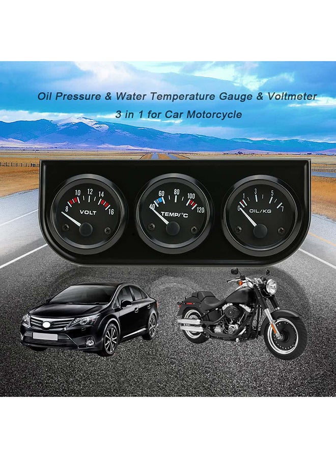 Generic Electronic Triple Gauge Motorcycle Voltmeter Kit  - Image 2