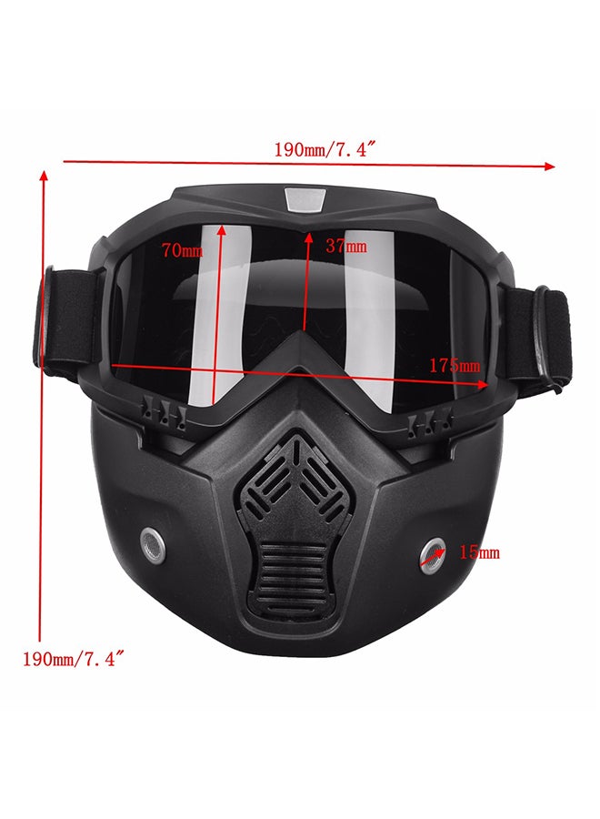 2X Detachable Modular Motorcycle Vintage Helmet Full Face Mask Shield Goggles