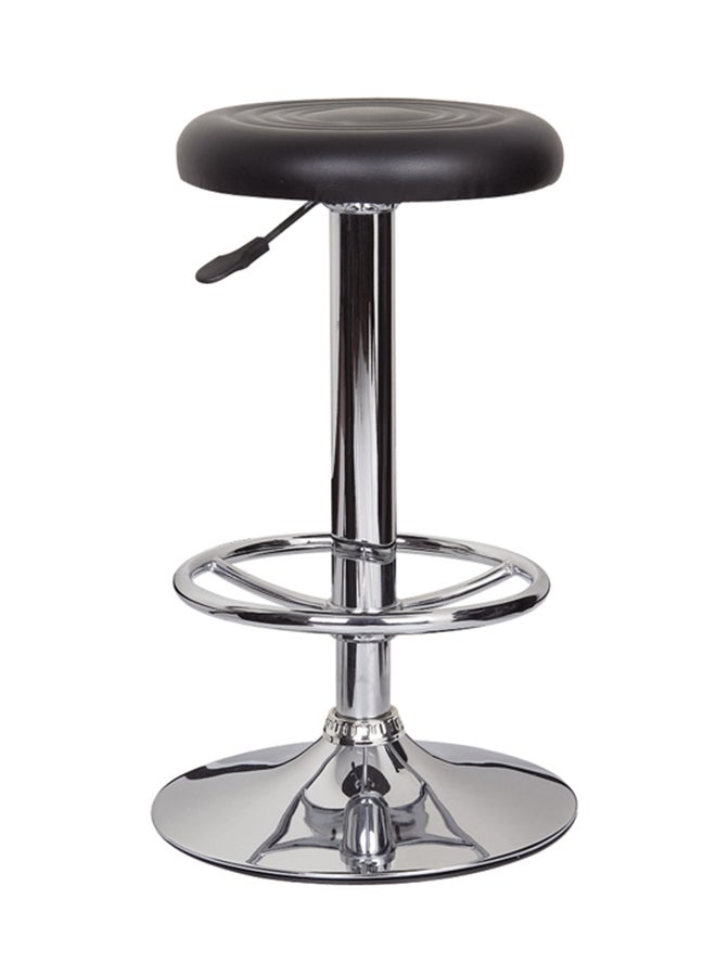AE Circular Height Adjustable Bar Stool Black/Silver 35x80x30centimeter