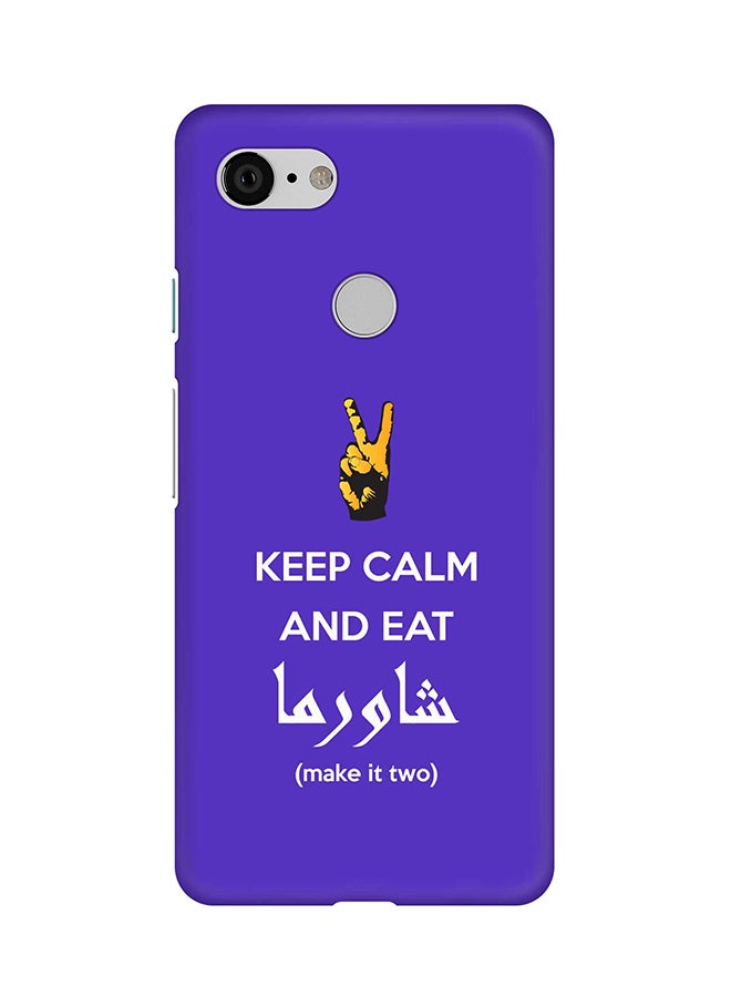 Stylizedd Matte Finish Slim Snap Basic Case Cover For Google Pixel 3 Keep Calm And Eat Shawarma (Blue) - Image 1