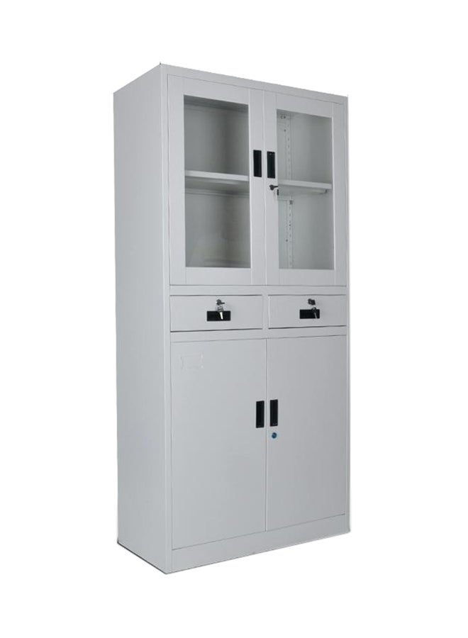 AE 4-Door Cabinet With 2 Lockable Drawers Grey 90x185x40centimeter  - Image 1