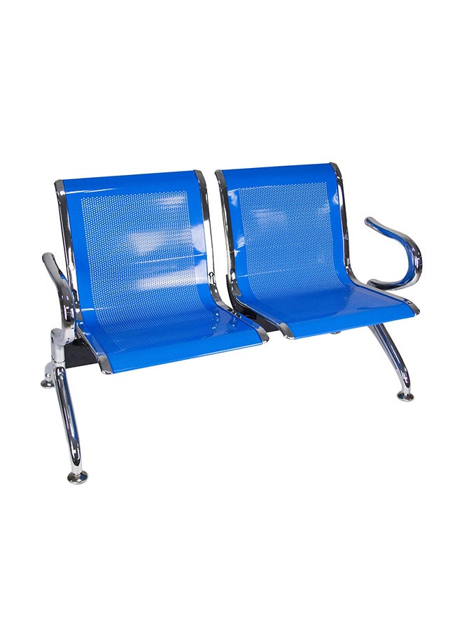 AE 2-Seater Waiting Room Chair Blue/Silver 113x80x65cm - Image 1