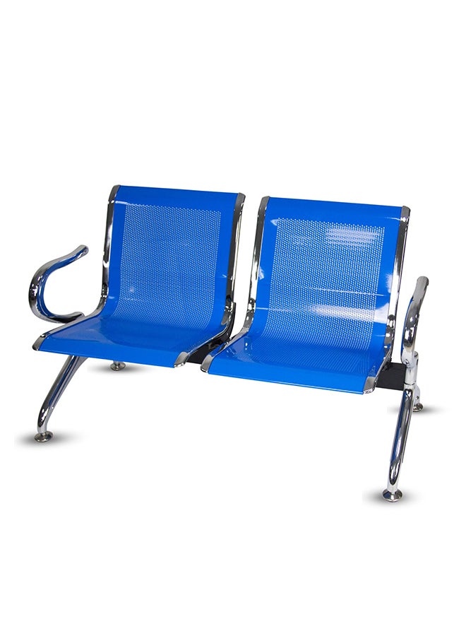 AE 2-Seater Waiting Room Chair Blue/Silver 113x80x65cm - Image 2