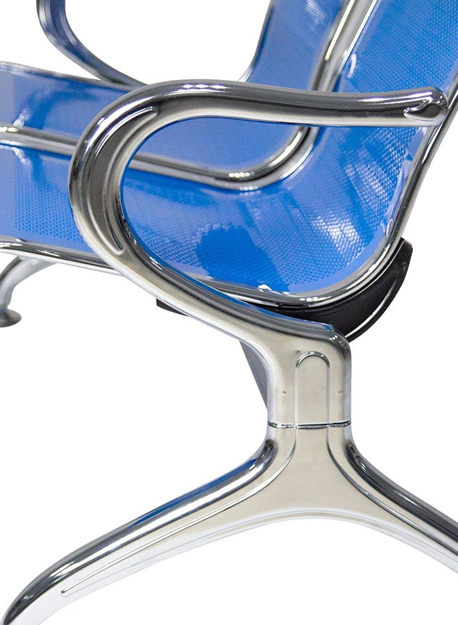 AE 2-Seater Waiting Room Chair Blue/Silver 113x80x65cm - Image 3