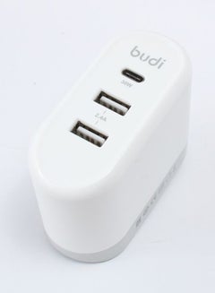 بودي محول قابل للنقل مزود بمقبس Type-C ومقبس USB مزدوج أبيض  - Image 2