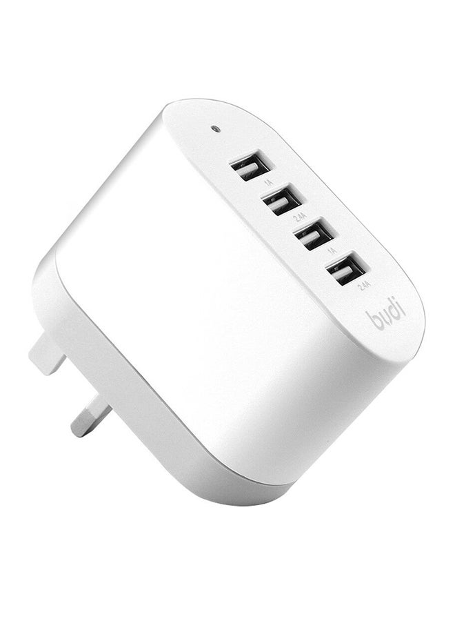 budi Portable Adapter With 4-USB Ports White 
