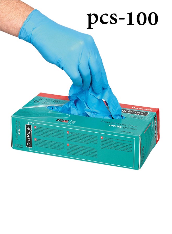 Honeywell - 100-Piece Nitrile Disposable Gloves Blue Large - Image 1