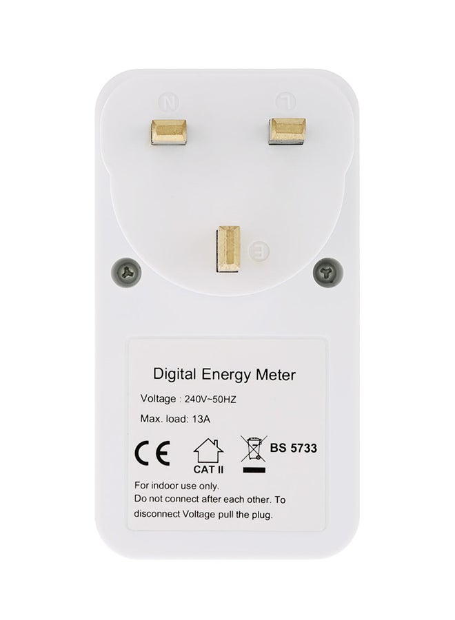 Digital Electricity Usage Monitoring Socket White 5.8x9.3x5cm - Image 2