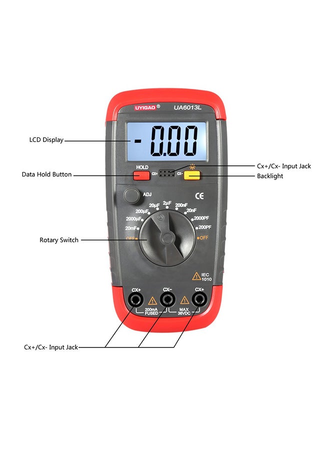 UYIGAO Digital Capacitance Meter Grey/Red 14.5x3x7centimeter  - Image 3