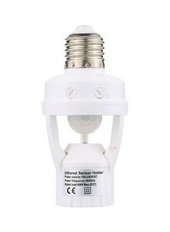E27 Motion Sensor Bulb Socket White/Silver 12.5x6.5centimeter
