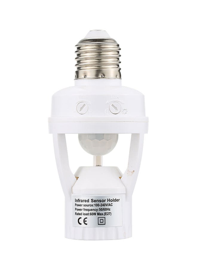 Generic - E27 Motion Sensor Bulb Socket White/Silver 12.5x6.5centimeter - Image 1