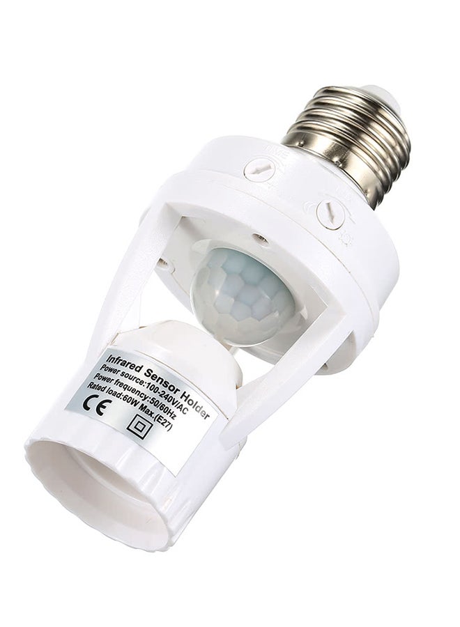 Generic - E27 Motion Sensor Bulb Socket White/Silver 12.5x6.5centimeter - Image 1