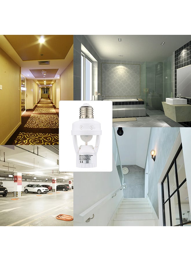 Generic - E27 Motion Sensor Bulb Socket White/Silver 12.5x6.5centimeter - Image 1