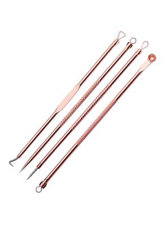 4-Piece Dual Heads Needle Blackhead Remover ذهبي وردي